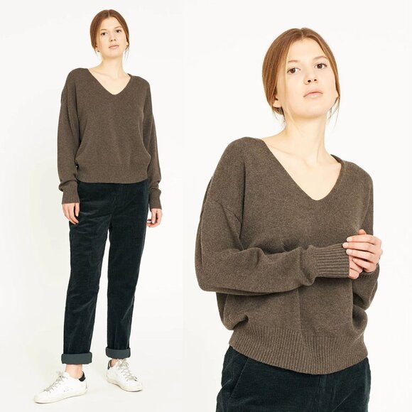 360 sweater Dark Mocha Cashmere Pullover Sweater Size Large 41455 - Picture 1 of 8